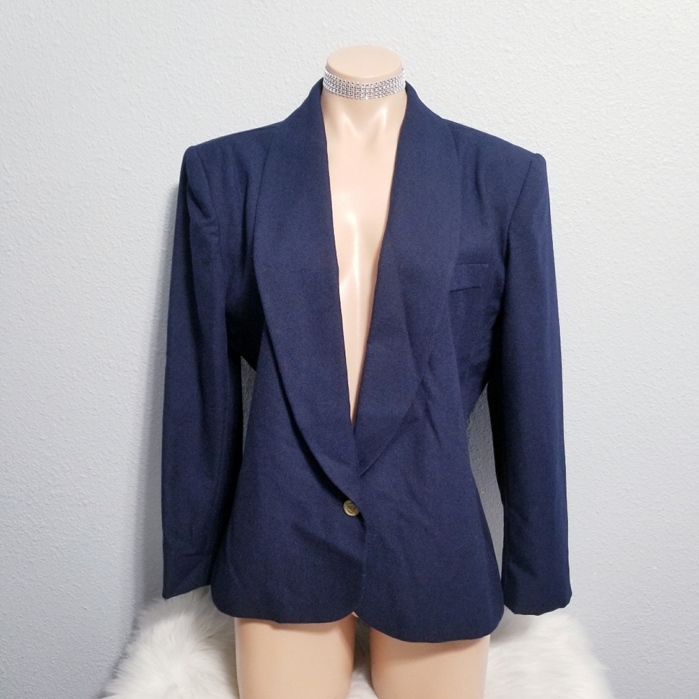 Vintage 80's retro career glam academia jacket work blazer 14 - Picture 1 of 5
